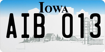 IA license plate AIB013