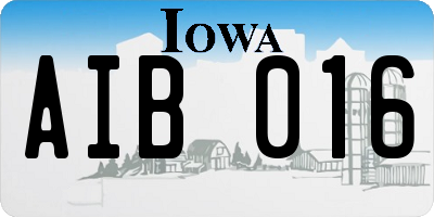 IA license plate AIB016