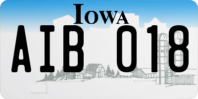 IA license plate AIB018