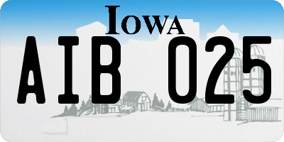 IA license plate AIB025