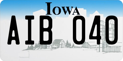 IA license plate AIB040