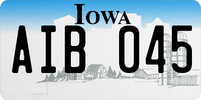 IA license plate AIB045