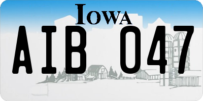IA license plate AIB047