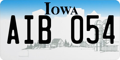 IA license plate AIB054
