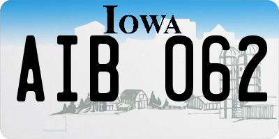 IA license plate AIB062