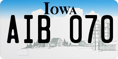 IA license plate AIB070