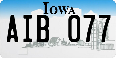 IA license plate AIB077