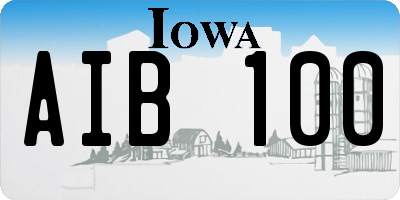 IA license plate AIB100