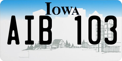 IA license plate AIB103