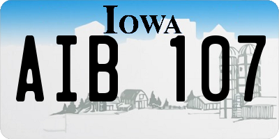 IA license plate AIB107