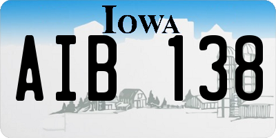 IA license plate AIB138