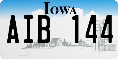 IA license plate AIB144