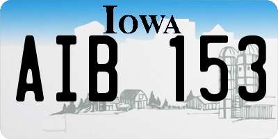 IA license plate AIB153