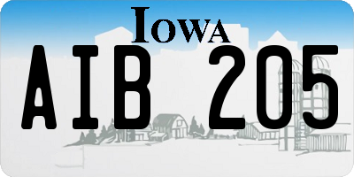 IA license plate AIB205