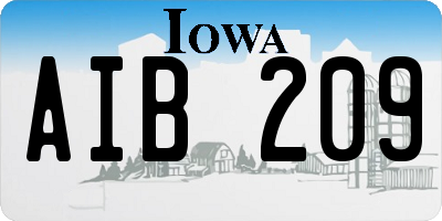 IA license plate AIB209