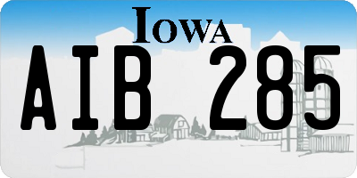 IA license plate AIB285
