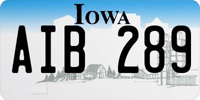 IA license plate AIB289