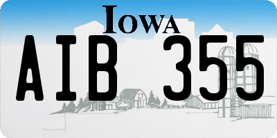 IA license plate AIB355