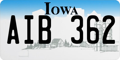 IA license plate AIB362
