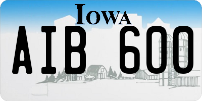 IA license plate AIB600