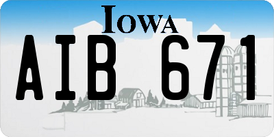 IA license plate AIB671