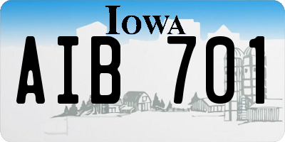 IA license plate AIB701
