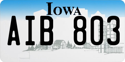 IA license plate AIB803