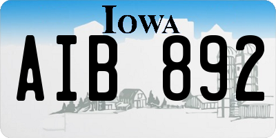 IA license plate AIB892