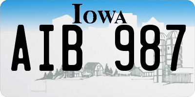 IA license plate AIB987