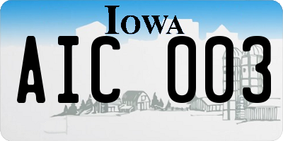 IA license plate AIC003