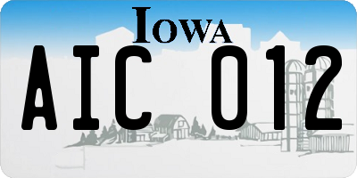 IA license plate AIC012