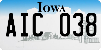 IA license plate AIC038