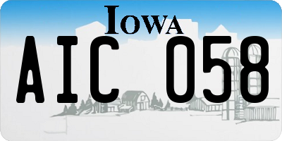 IA license plate AIC058