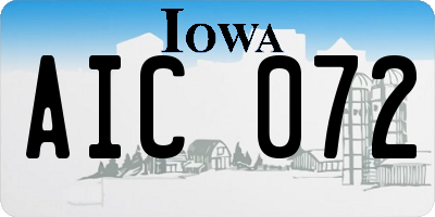 IA license plate AIC072