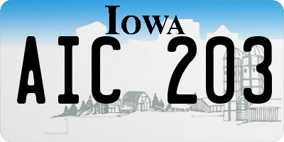 IA license plate AIC203