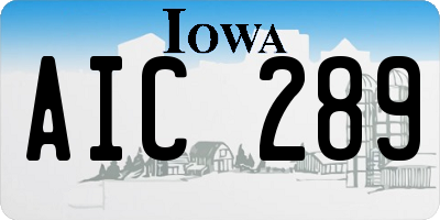 IA license plate AIC289