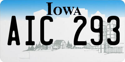 IA license plate AIC293