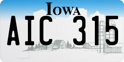 IA license plate AIC315