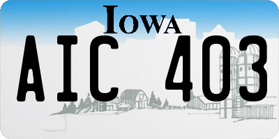 IA license plate AIC403