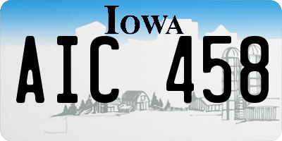 IA license plate AIC458