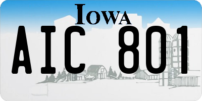 IA license plate AIC801