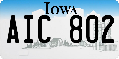 IA license plate AIC802
