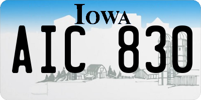 IA license plate AIC830