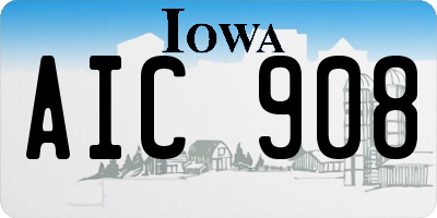 IA license plate AIC908