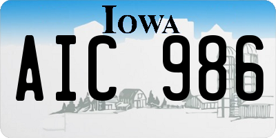 IA license plate AIC986
