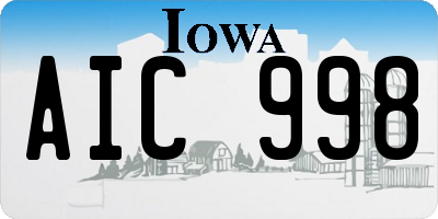 IA license plate AIC998