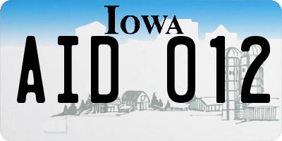 IA license plate AID012