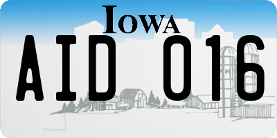 IA license plate AID016