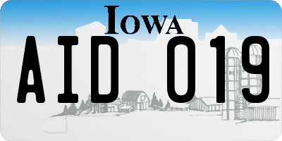 IA license plate AID019