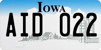 IA license plate AID022
